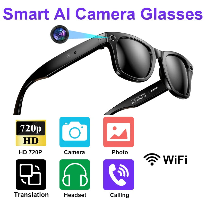 Gafas Inteligentes con Cámara HD y WiFi – Graba en Vivo y Conéctate al Instante