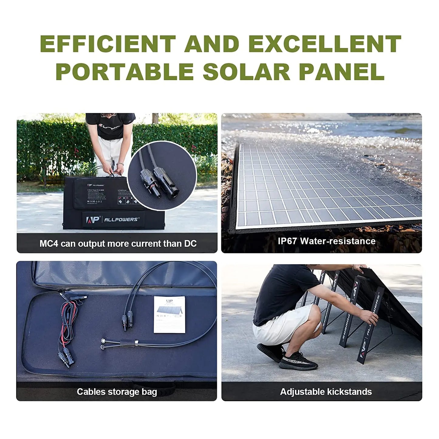 Panel Solar Plegable ALLPOWERS (140W, 200W, 400W) | Portátil para Estaciones de Energía | Carga Solar para Camping, RV y Exterior