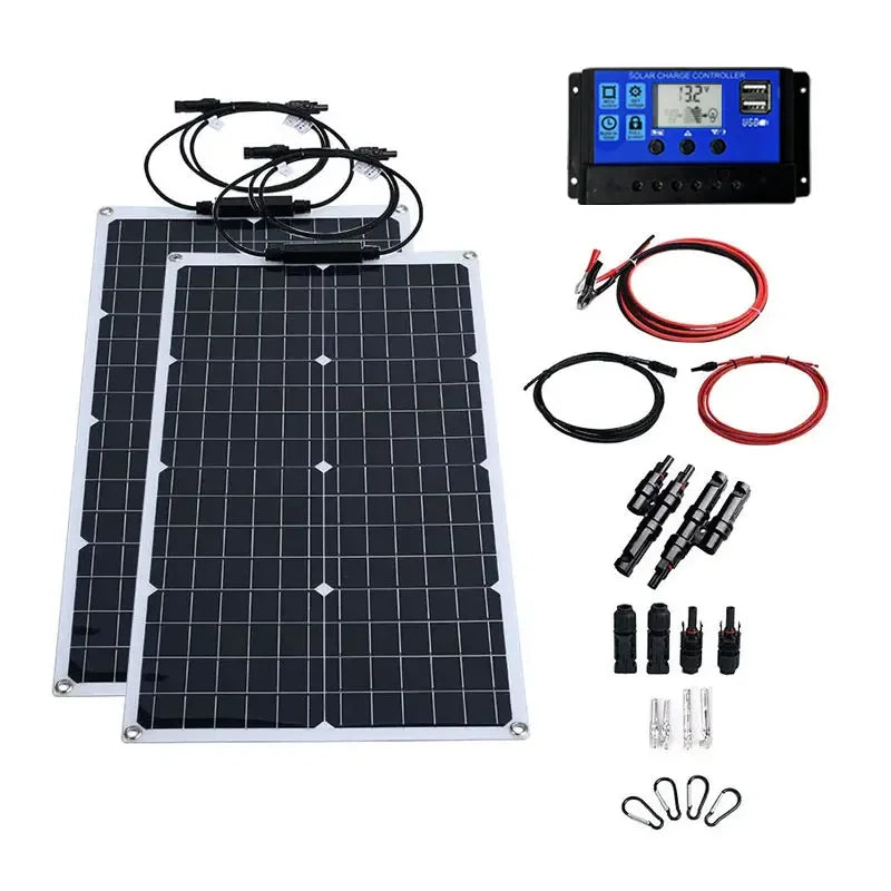 Kit Solar Flexible 2000W Completo | Inversor 4000W (110V/220V) y Controlador 12V | Para Casa, Camping y Exterior