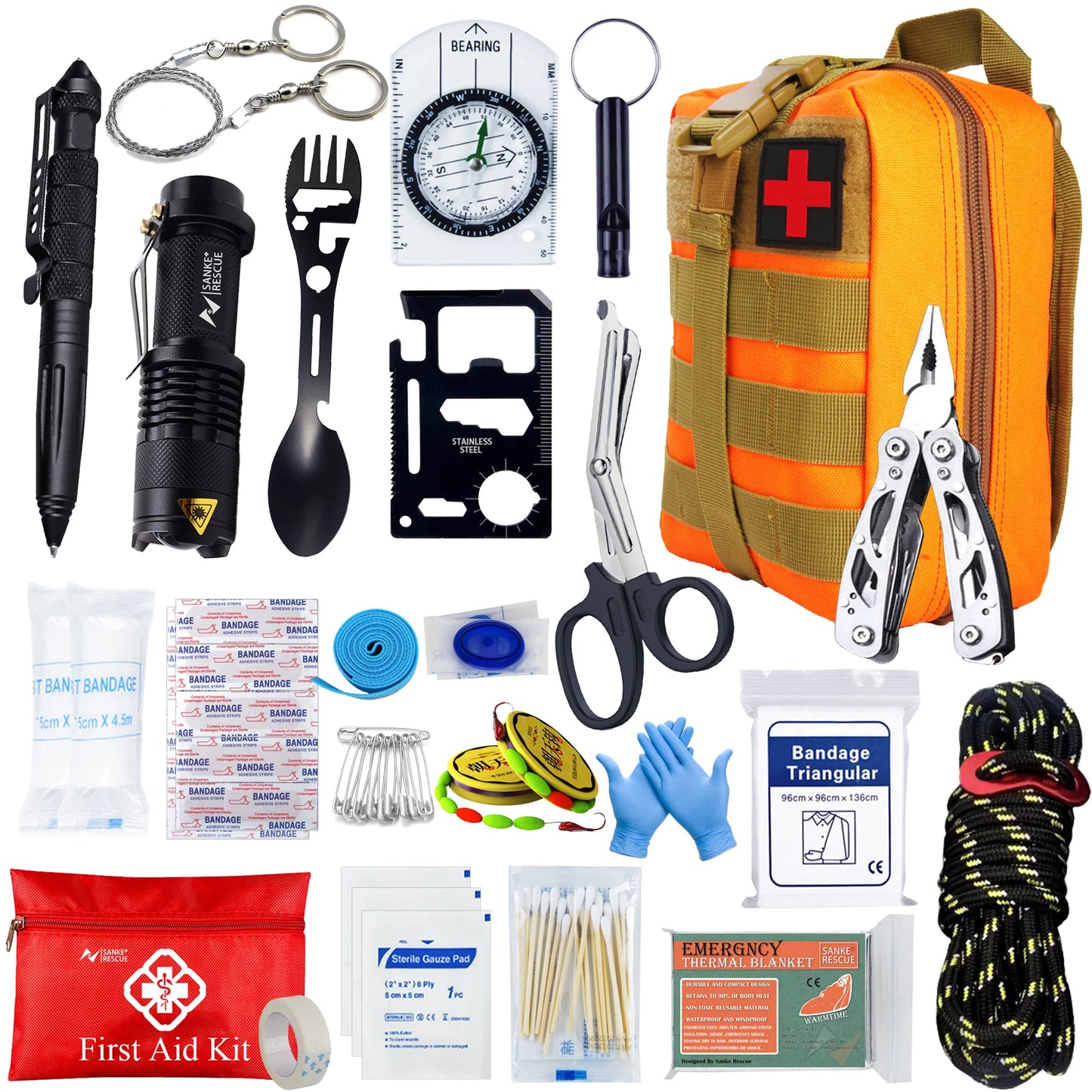 Kit de Primeros Auxilios de Supervivencia Esencial | Conjunto Completo de Emergencia Molle para Outdoor, Camping, Senderismo y EDC