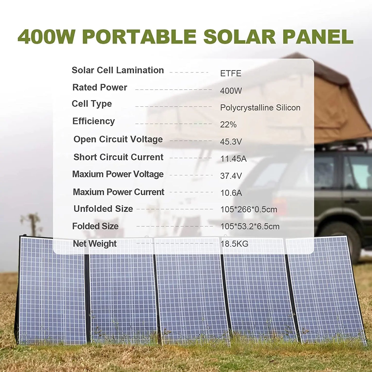 Panel Solar Plegable ALLPOWERS (140W, 200W, 400W) | Portátil para Estaciones de Energía | Carga Solar para Camping, RV y Exterior