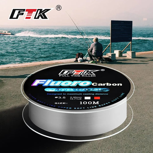 Hilo de pesca con revestimiento de fluorocarbono, monofilamento de fibra de carbono