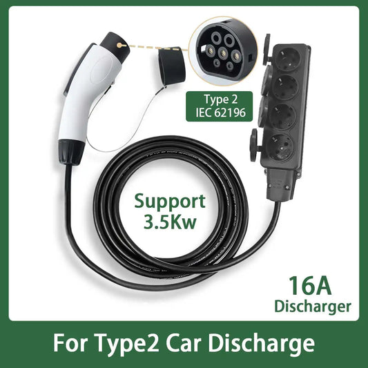 Adaptador V2L Tipo 2 a Schuko | Enchufe Exterior para Coche Eléctrico (Power Out) | Compatible Volvo EX30, Audi Q4 e-tron, BYD, MG4
