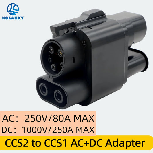 Adaptador Cargador EV CCS2 a CCS1 | Carga Rápida AC/DC 250A | Compatible Coches Eléctricos, PHEV y Híbridos