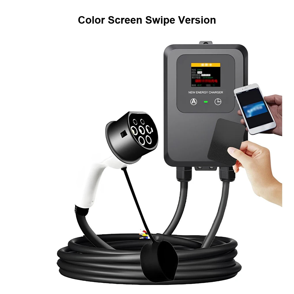 EV Wallbox 5M 7KW 32A Car Home EV Wallbox Charging Station Electric Car EV Wallbox With 5M Cable Color Screen
